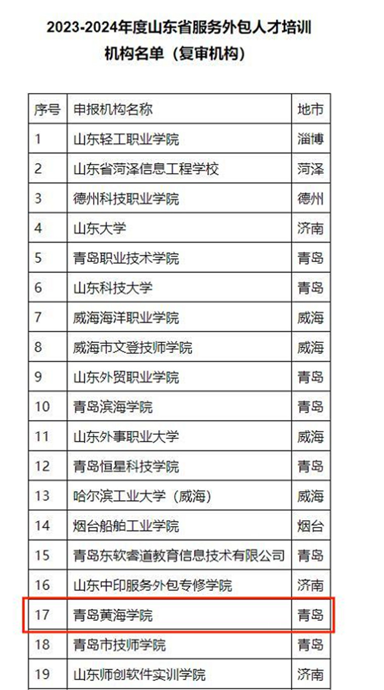 冰球官网获批2023-2024年度山东省服务外包人才培训机构