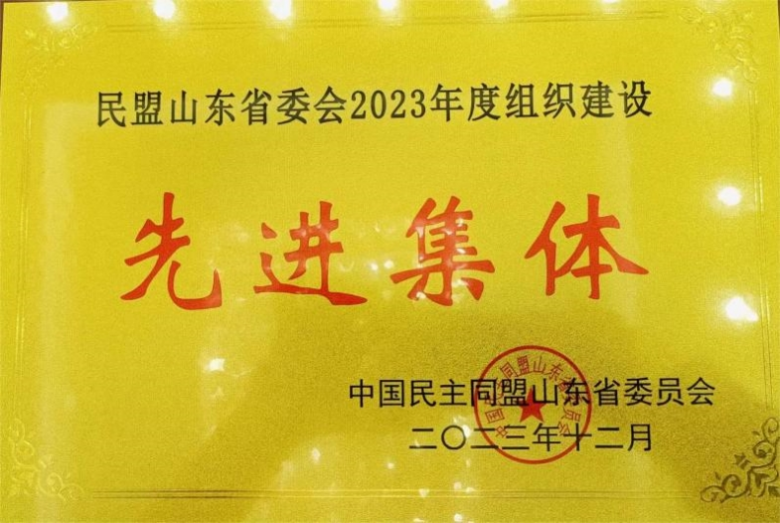 喜讯|冰球官网民盟支部被民盟山东省委会授予2023年度组织单位“先进集体”